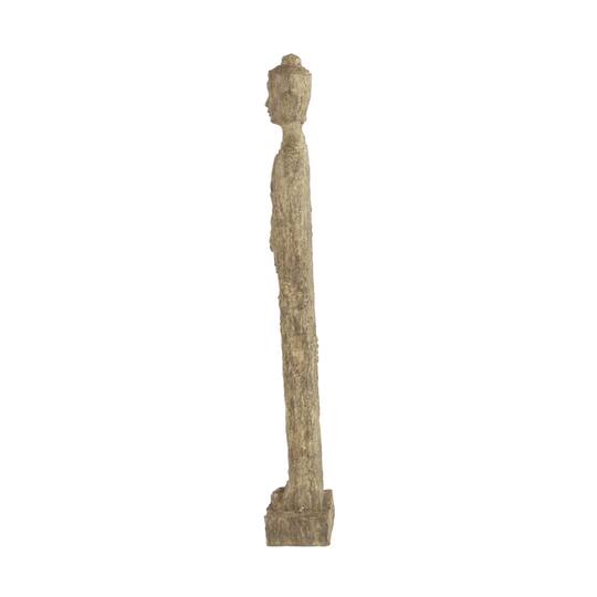 Beige Eclectic Polystone Sculpture, Buddha 32" x 5" x 4"